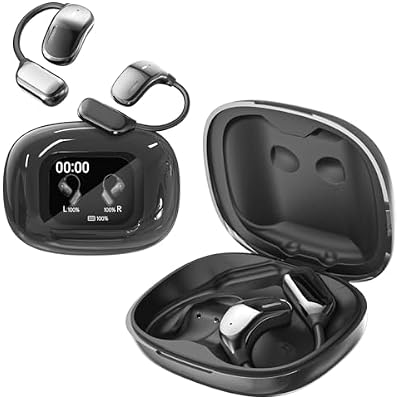 Over The Ear Earbuds True Powerful Wireless Bluetooth 5.4 Open Ear Earbuds, IPX5 Waterproof Bone Conducion Open Over Ear Buds Bluetooth Headphones Wireless Touch Screen Touchscreen Out of Ear Earbuds