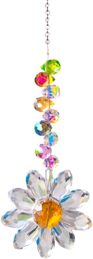 Daisy Crystal Sun Catcher Window Decors Rainbow Maker Indoor Suncatcher Courtyard Garden Decoration transparent