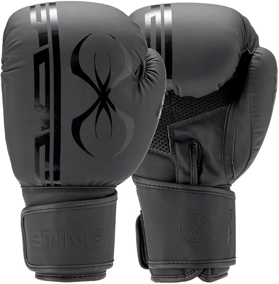 STING Armaplus Boxing Gloves, Matte-Finished High-Tech Gloves for Boxing, MMA, Muay Thai, and More, Shock-Absorbent Boxing Gloves for Men and Women, Boxing Equipment, Black, 14 Oz.