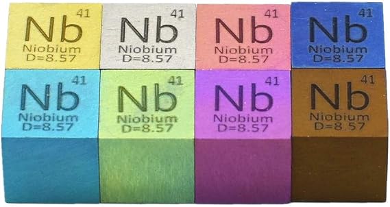 0.39" Element Cube Set 10mm Density Cubes for Periodic Table Collection Up to 99.99% Purity (0.39", 9-Nb)