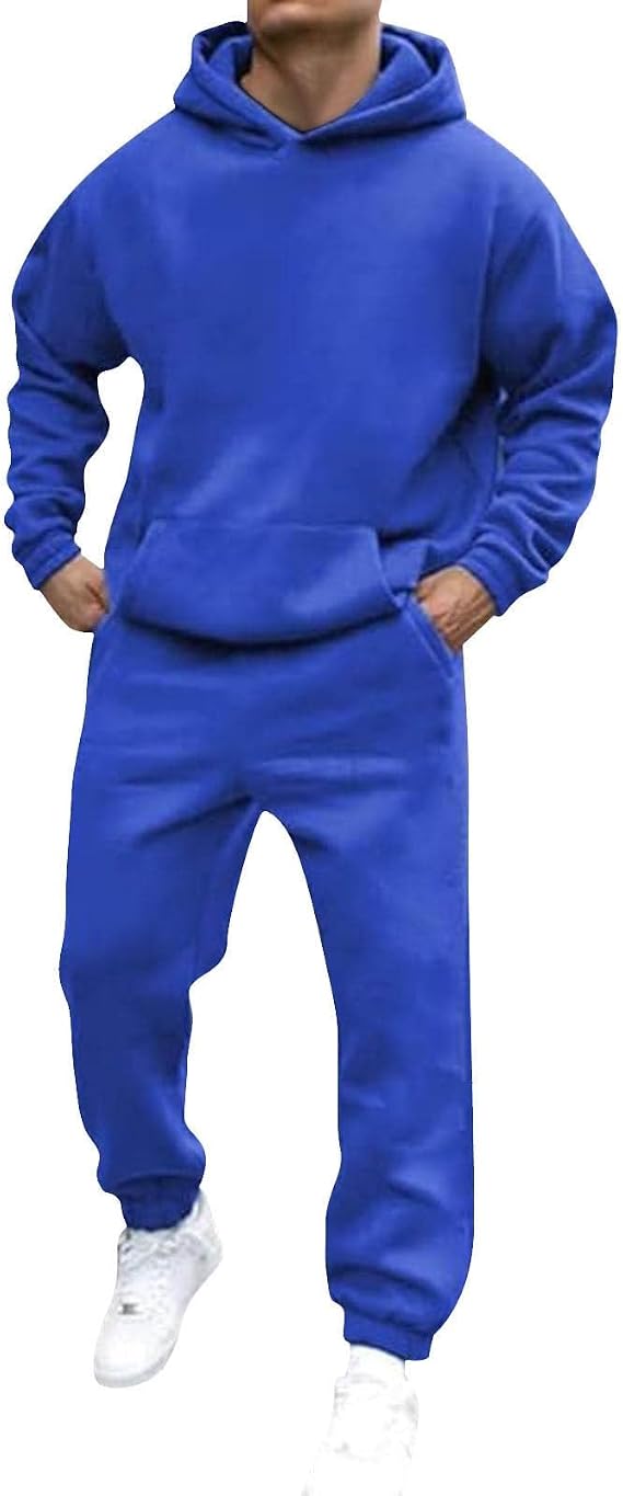 Men's Hoodie Tracksuit 2 Pieces Set Athletic Casual Hooded Sweatshirt and Joggers Set Sweatsuit Outfits