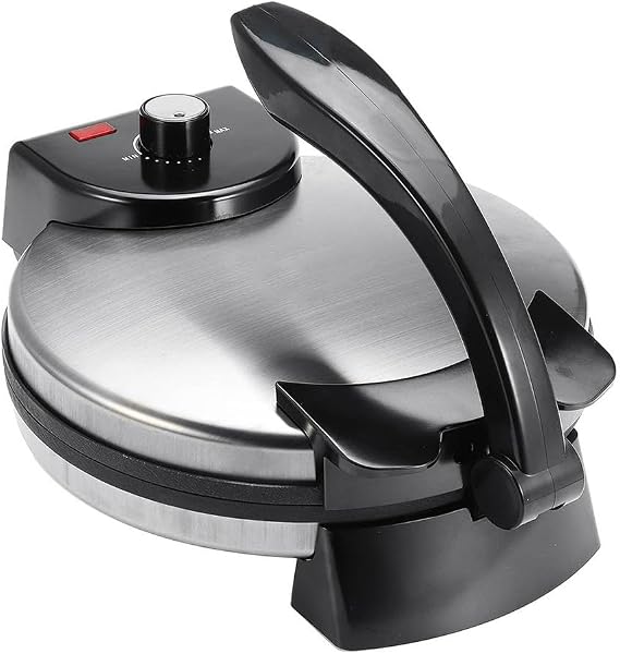 Roti Maker, 1200W Non-Stick Roti Maker, LED Indicator, Automatic Non-Stick Electrical Machine for Chapati & Tortilla with Removable Handle to Make Indian Chapatitoltiyarotti Silver Grey