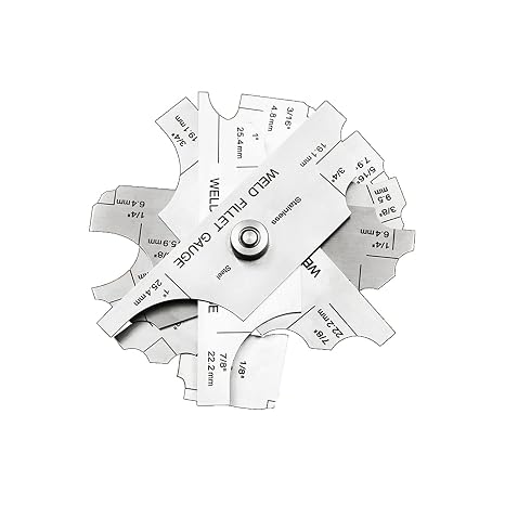 Welding Gauge Stainless Steel 3.2mm-25.4mm 1/8''-1'' Weld Fillet Gauge with Bag Imperial Metric Measurement