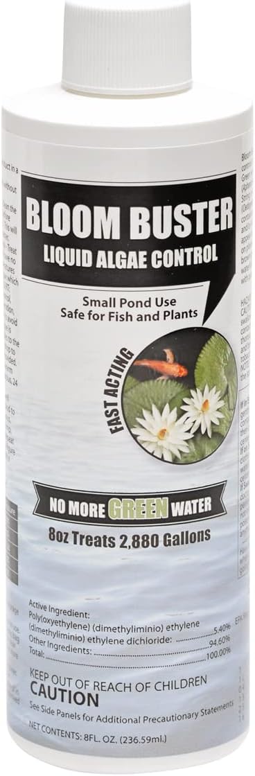 Bloom Buster Algae Control for Fish Ponds & Water Gardens - 8 Ounces - Safe for Koi Fish, Goldfish & Plants - Controls Algae in Ponds & Water Features, EPA Registered