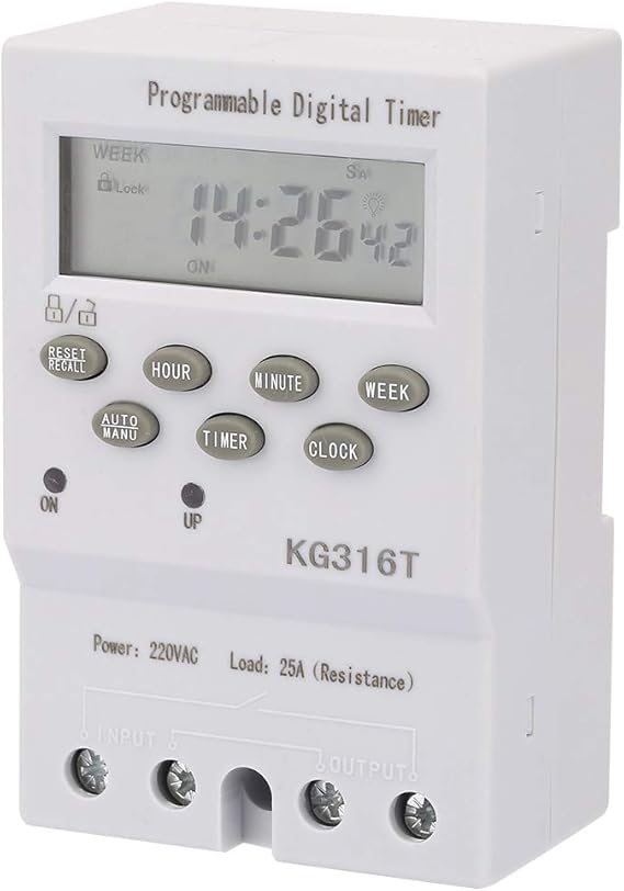 Digital Programmable Timer, Akozon KG316T 220V Microcomputer Time Control Switch Programmable Automatic Digital Timer Switch