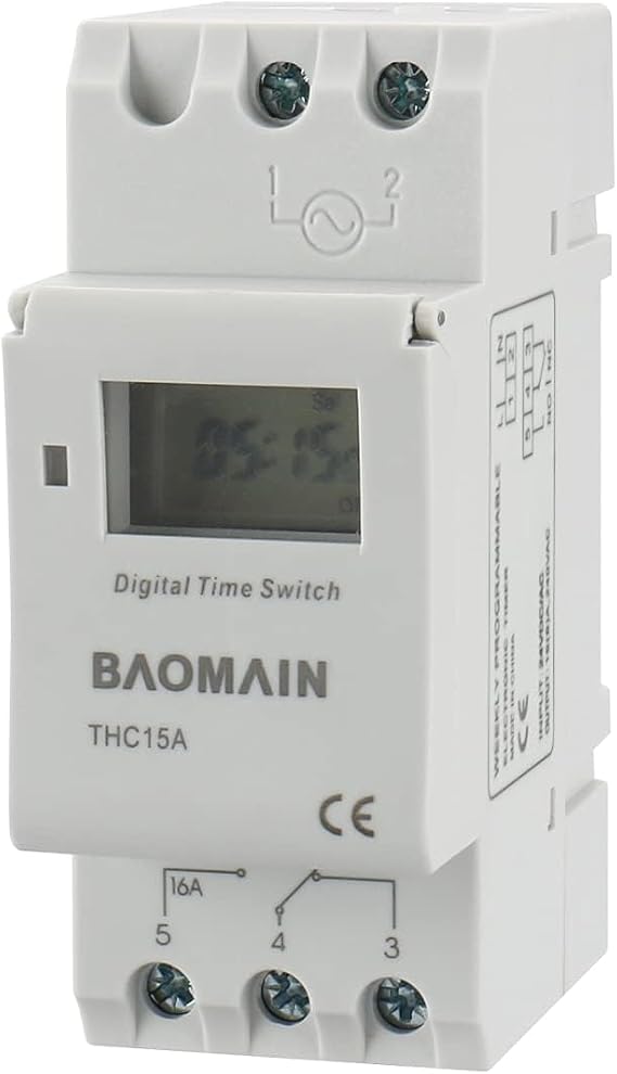 BAOMAIN THC15A Digital Programmable Timer Switch, 24V