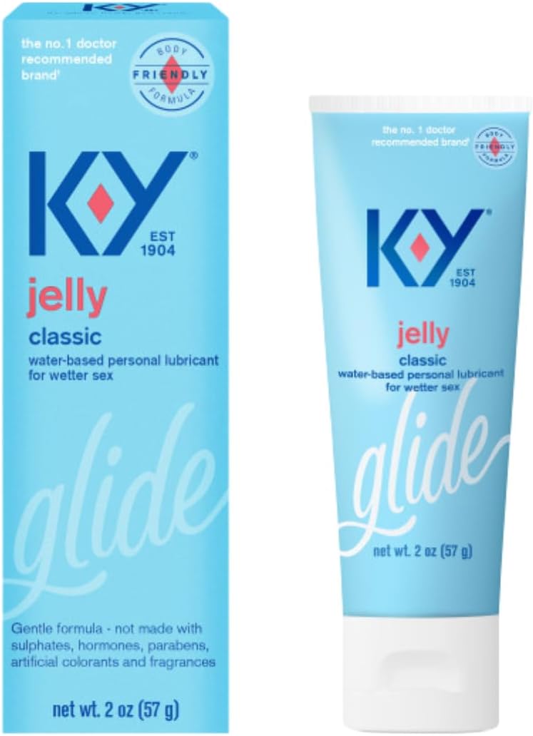 K-Y Jelly Classic Water-Based Body Friendly Formula 2 Fl Oz. Personal Lubricant for Wetter Sex for Men, Women and Couples & Safe to Use with Latex Condoms