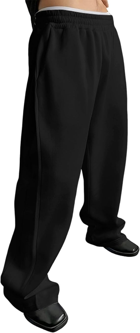 Mens Fleece Joggers Elasticated Waist Baggy Sweatpants Sports Gym Workout Trousers Tracksuit Jogging Bottoms with Pockets