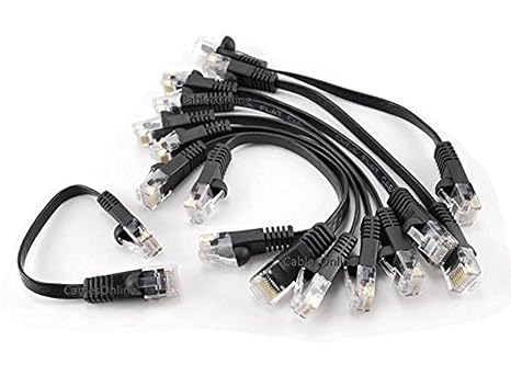 CablesOnline, 10-Pack 6-inch CAT6 Network UTP Ethernet RJ45 Flat-Design Patch Black Cable, (U6-000FK-10)