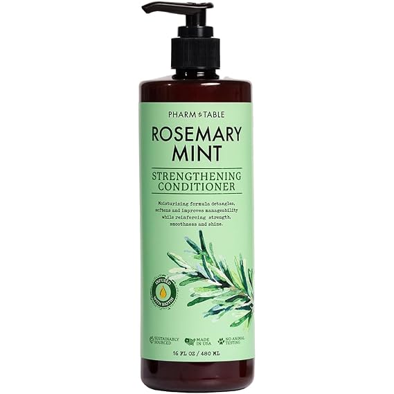 PHARM TO TABLE Rosemary & Mint Conditioner for Men and Women | Invigorates the Scalp, Moisturizes Dry and Damaged Hair, 480ml