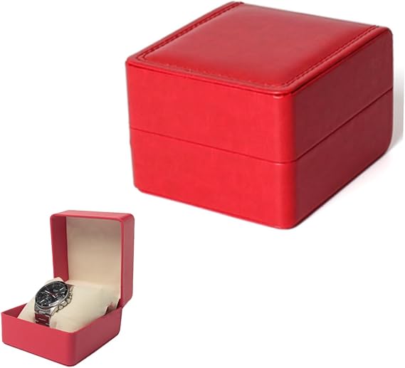 PU Leather Watch Storage Box Red Travel Case Gift Box Organizer