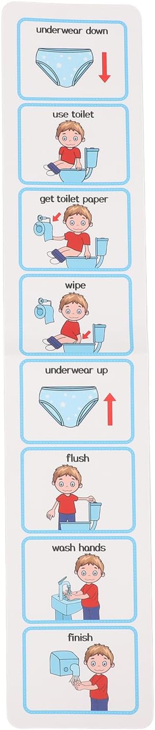 Potty Training Visual Schedule, ASD Toilet Schedule Teach Kids to Use Toilet, Special Education Classroom, Routine Chart for Autism, Step by Step Laminated Potty Chart for Kids