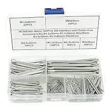 MCMASKE Metric 300PCS 304 Stainless Steel Cotter Pins/Split Pins Assortment Kit;M1.2x10mm M1.5x16mm M2x25mm M2.5x30mm M3.2x40mm M4x60mm