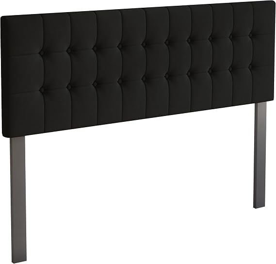 Twin Button Tufted Linen Upholstered Adjustable Headboard, Black