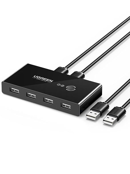 UGREEN USB 2.0 Switcher, Switching for 2 PCs, Printer, Mouse, Keyboard, Hub, etc., Manual Switcher, Printer, Switcher, USB Cable x 2, 4.9 ft 1.5 m Included PC 2: USB Devices 4