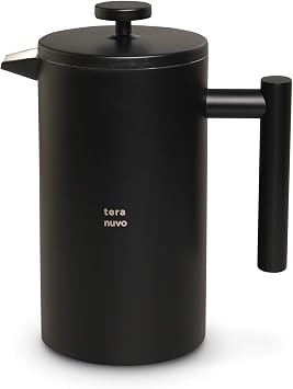TERANUVO Stainless Steel French Press Coffee Maker - 1L / 34 oz / 8 Cups, Double Walled, Vacuum Insulated, 4 Filter Screens, Stainless Steel Construction