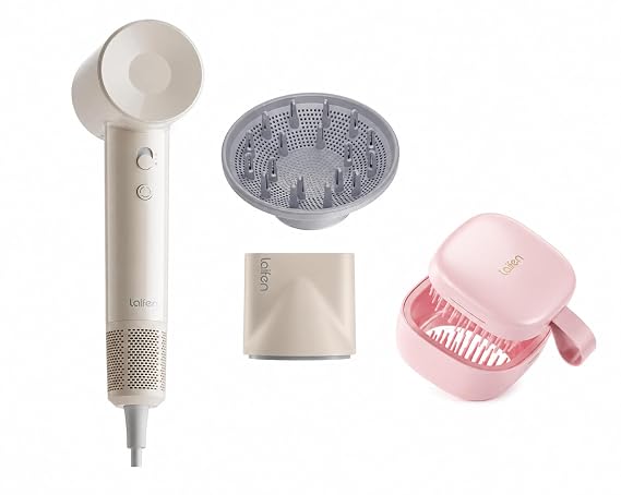 Laifen milktea SE Lite Hair Dryer with Laifen Pink Hair Brushes