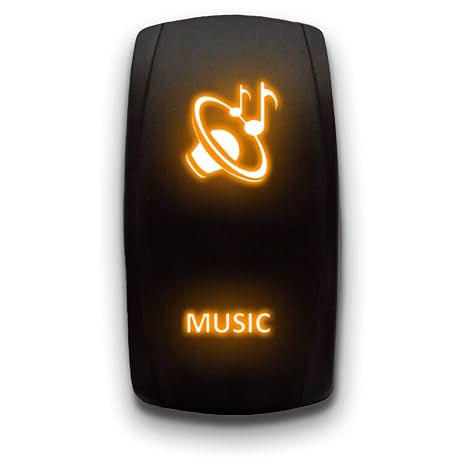 Music - Orange - Laser Etched Toggle Switch 20A 12V - Vertical Rocker Switch 5-Pin DPST