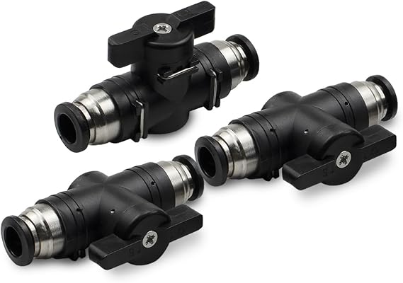 Bwintech 3個 12mm 空気圧ボールバルブ プッシュ接続継手 BUC エアフローコントロールバルブ ストレート クイック接続 エアホース継手