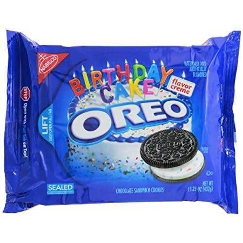 Oreo Chocolate Sandwich Cookies, Birthday Cake Flavor, 15.25 oz 2 Pack