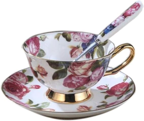 Drinking Glasses Glass Cups Creative Coffee Cup Euro Style Cup and Saucer Set Art Ceramic Tea Cup for Home Kitchen Wedding(2)