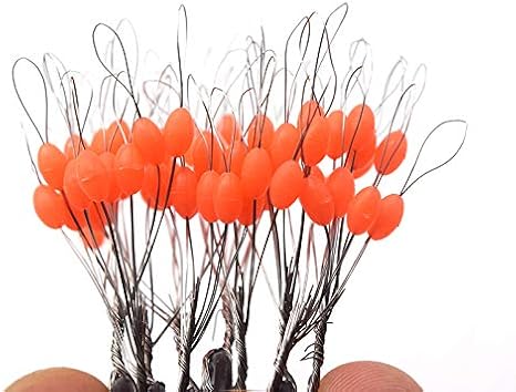 800 Pcs Orange Rubber Fishing Bobber Stopper,8 in 1 Float Sinker Stops, Oval Fishing Peg,L M S Float Stop Available (Orange Oval, Small)