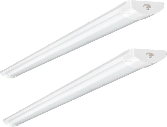 2 Pack LED Batten Light 4FT - 115CM 40W 4000LM Tube Lights, 6500K Linkable Garage Lighting | IP54 Waterproof LED Light Bar, Linear Ceiling Strip Lights for Home Office Workshop Warehouse Wall [Energy Class F]
