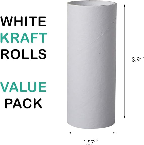 Bargain Paradise BULK White Craft Rolls - Round Cardboard Tubes - 1.57 x 3.9 Inches