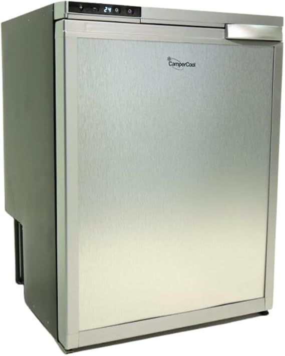 65 Litre CamperCool 12v RV, Motorhome, Campervan, or Boat Fridge with removable freezer compartment in Silver [Energy Class C]