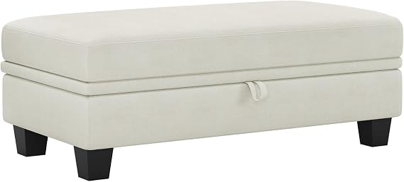 Belffin Fabric Large Ottoman with Storage for Modular Sectional Couch. Beige.