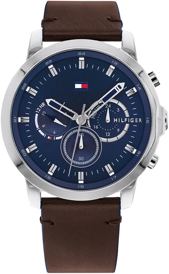 Tommy Hilfiger Analogue Multifunction Quartz Watch for Men with Stainless Steel or Leather Bracelet
