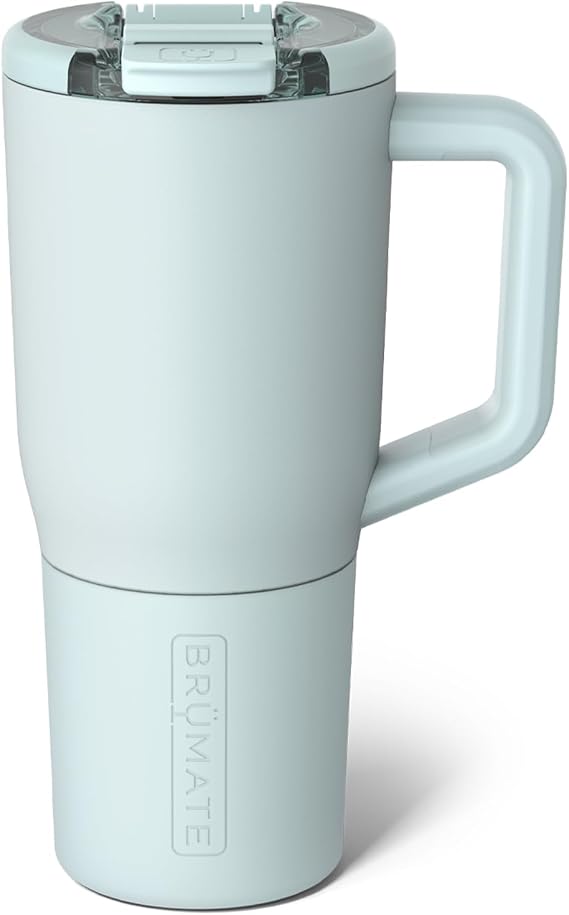 BruMate Muv - 25oz 100% Leak Proof Insulated Coffee Mug with Handle & Lid - Stainless Steel Coffee Travel Mug - Double Walled Coffee Cup (Blue Agave)