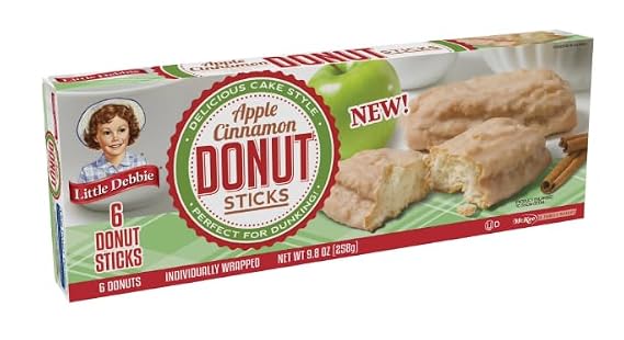 Little Debbie Apple Cinnamon Donut Sticks 9.8oz box, 6 per box (6 Boxes)
