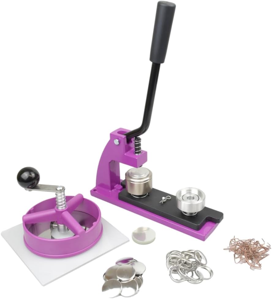 eBadges Badge Making Kit with 250 Badges | 25mm Machine, Metal Button Press, Pin Badge Maker with Circle Cutter | Interchangeable Dies 25, 38, 45, 58mm | DIY Crafts, Custom Designs