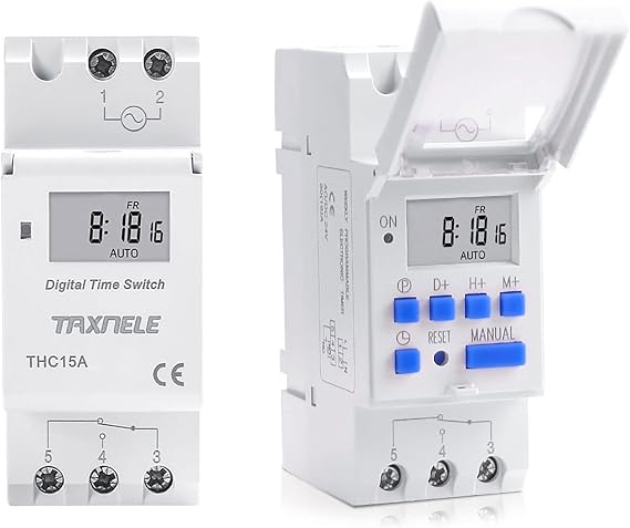 THC15A Digital LCD Electronic Relay Timer Din Rail 2 Wire Weekly 7 Days Programmable Digital Timer Switch Relay Timer Control 110VAC (110v)