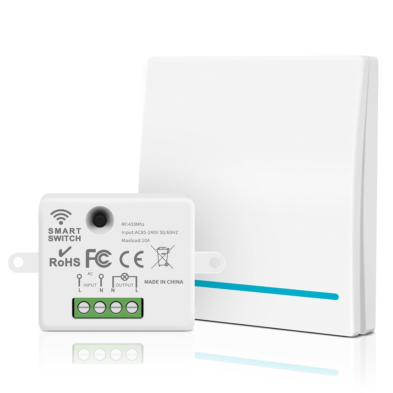 Aroidful Wireless Light Switch Kit, 250V Remote Control Light Switch No Wiring, Quickly Create or Relocate OnOff Appliances, Self-Powered Remote Control Switch for House Lighting White