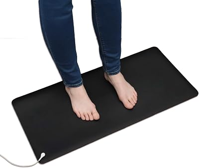 Grounding Mat with 15ft Cord, Ultra Soft PU Leather, Relieve Anxiety and Pain, 11.8x39inches, Black