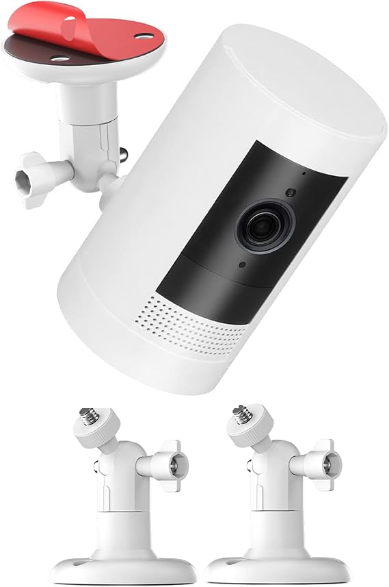 2 Pack Ring Camera Mount No-Drill Indoor/Outdoor Wall Mount Compatible with Ring Stick Up Cam Plus/Pro, Ring Indoor Cam, Ring Outdoor Cam Plus 360 Adjustable, Strong VHB Adhesive & Screw Option