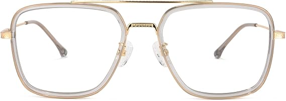 Zeelool Readers Metal Aviator Blue Light Blocking Reading Glasses with Standard Anti-Reflective Coating Nayeli ZTX898397 (TX898397-02 Gray-Gold, 2.50)