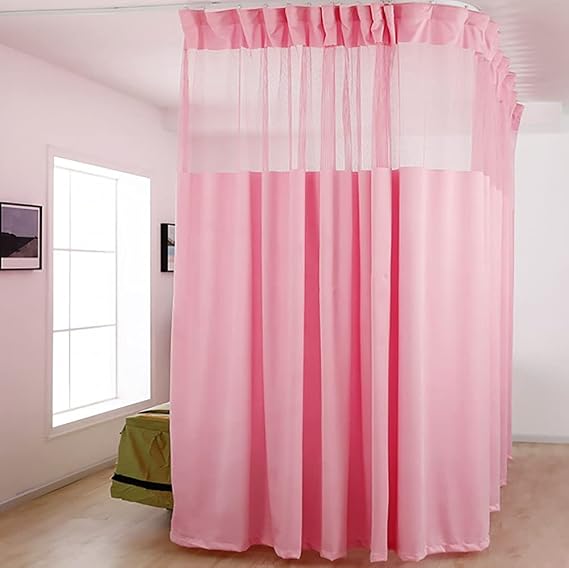 TTZ Hospital Curtain with Flat Hooks for Hospital Medical Clinic SPA Lab Cubicle Curtain Divider Privacy Screen (Color : Dark Pink, Size : 1*(16ft Wide x9ft Tall))