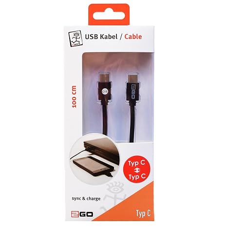 2GO USB Charging Cable 100 cm 2X USB Type-C 3.1 Black