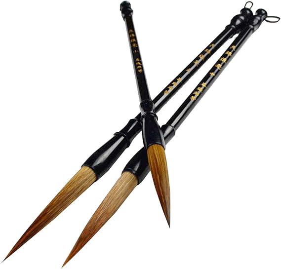 ZEALMAX Medium Small 3 PCS Excellent Chinese Caligraphy Brush, Long Hair Point Kanji Japanese Sumi Brush for Drawing & Caligraphy