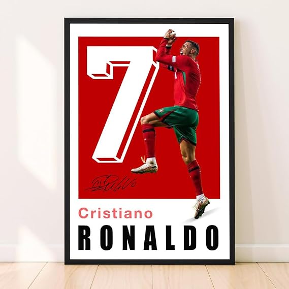 Ronaldo Poster, Famous Soccer Player Posters, Cristiano Ronaldo Posters For Boys Bedroom, Soccer Wall Art, Gift for Fan Football, Cristiano Ronaldo Wall Art, Living Room Sport Room Gift for Fan Football - 24x36 Inches