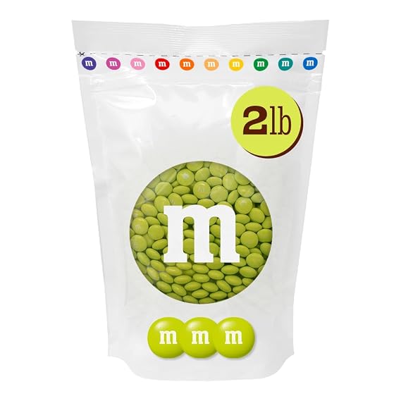 M&M'S Lime Green Milk Chocolate Candy, 2 lb Bulk Resealable Bag