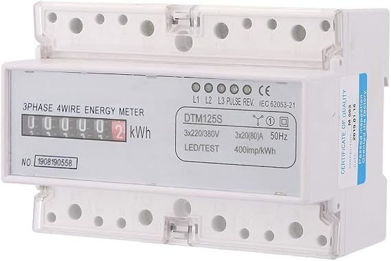 Energy Usage Monitor, 3 Phase Electric Power Meter, Smart Electric Meter 220/380V, 20 80A, Digital Energy Consumption Meter