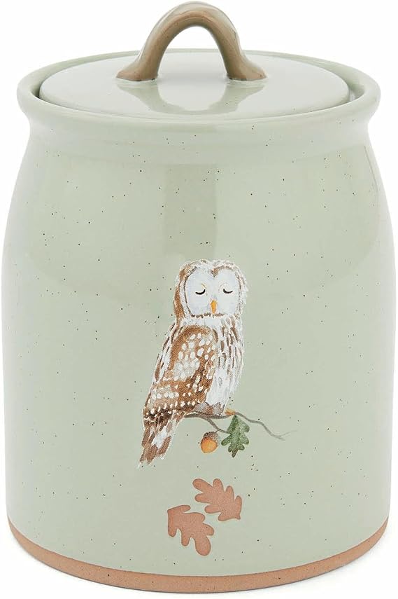 Cooksmart Forest Fable Green Ceramic Canister, Stoneware Storage Jar