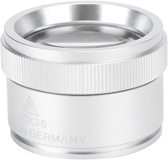 Pocket Jewelers Loupe,30X Magnifying Glass with 36mm Large Lens, Jewelry Magnifier Eye Loupe for Jewelry Identification,Stamp Collecting,Watch Repair,Antiques,Gems,Crafts (Silver)