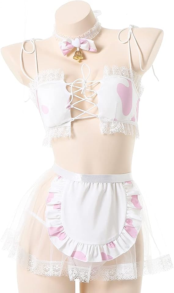 Cow Bikini Lingerie Womens Anime Cosplay Costume Milk Underwear Outfit Swimsuit
