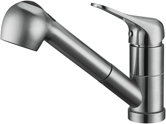 Stainless Steel Single Handle Pull Out Kitchen Faucet 1 Hole Kitchen Sink Faucet for Farmhouse, Camper, Laundry, Rv, Bar,EW-083L-BC