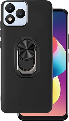for Vortex J24 Case Compatible for Vortex J24 Phone Case Cover 360 Ring Shockproof Soft TPU Rubber Slim with Kickstand [Magnetic Car Mount] -Black